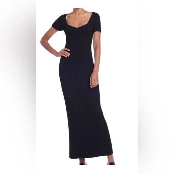 STAUD Dresses & Skirts - Staud Camden Dress XL Black Rib Knit Bustier Midi Dress Stretch NWT